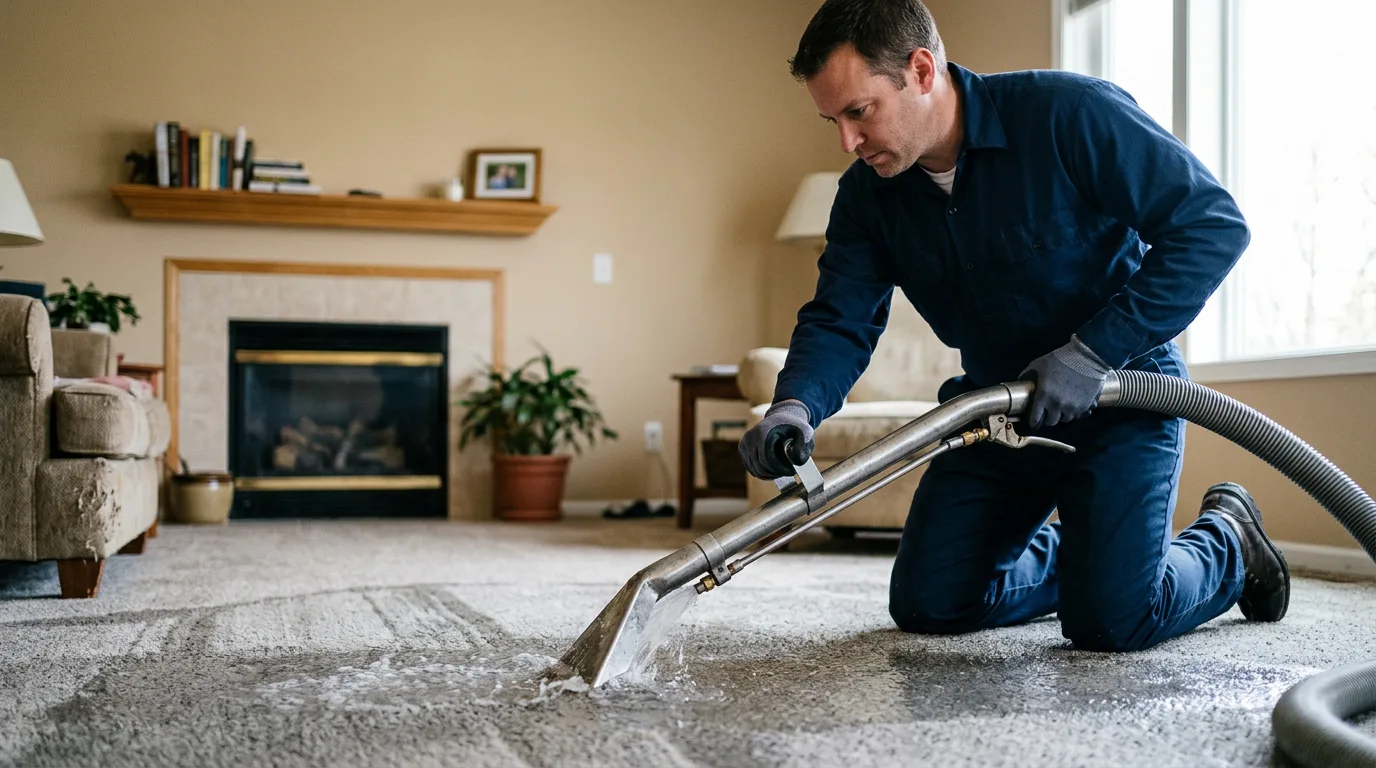 Water damage restoration technician working near Searcy, AR
